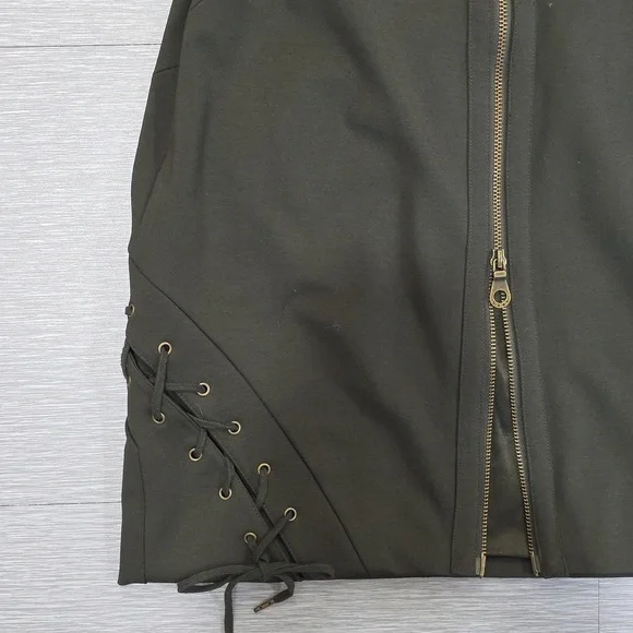 L.A.M.B. Gwen Stefani One Shoulder Mini Dress Military Olive Silk Lined Sz 10 - Picture 4 of 13